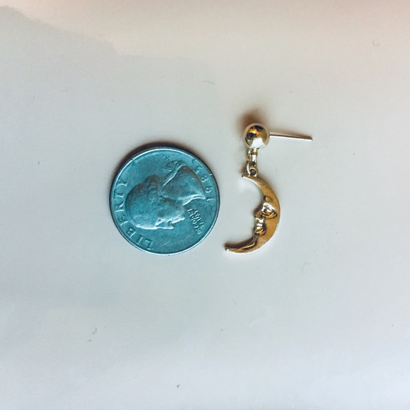 Gold Crescent Moon Boho Earrings - Picture 3 of 3